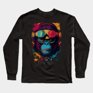 Anime Cyber Ape (Sci-Fi Ape Vintage Retro Future Design Cyberpunk Space Ape) Long Sleeve T-Shirt